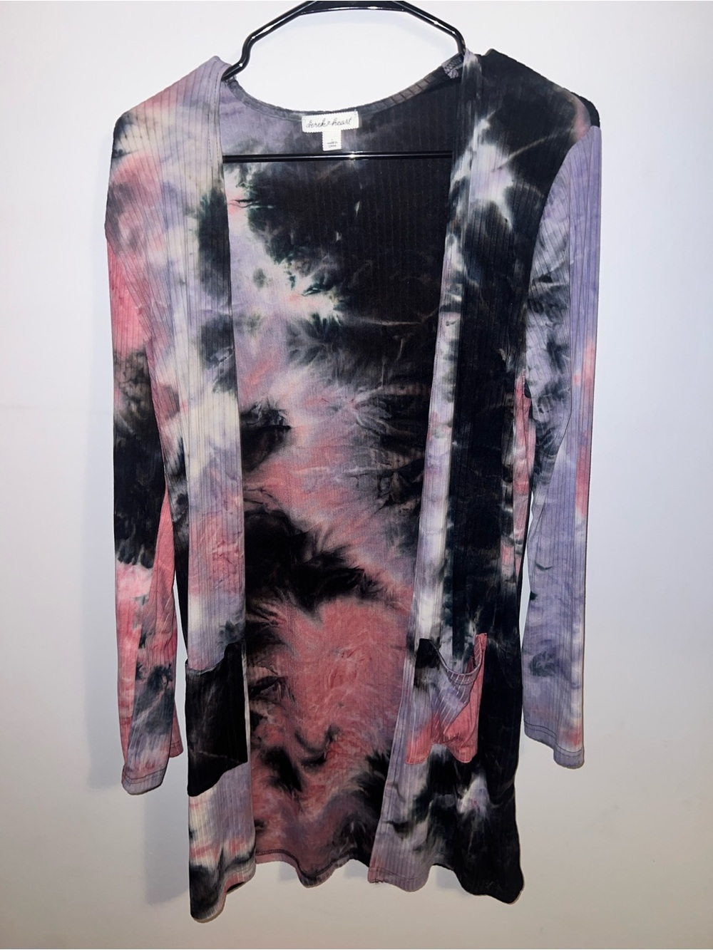 Derek Heart Black with Purple and Pink Tie-Dye Top